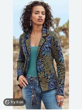 Peruvian Connections Jacquard knit blazer XS